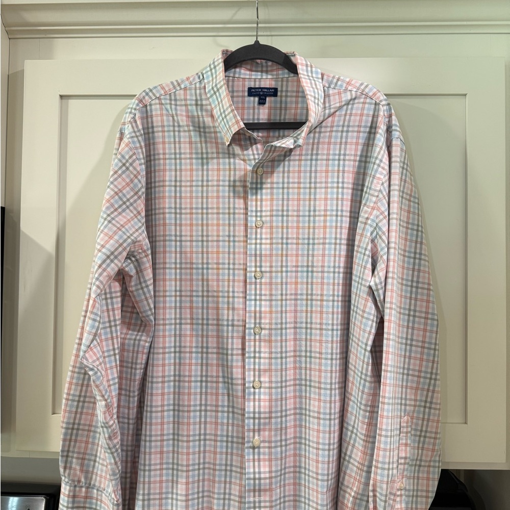 Peter Millar Pink and Blue Casual Button Down Shirt
